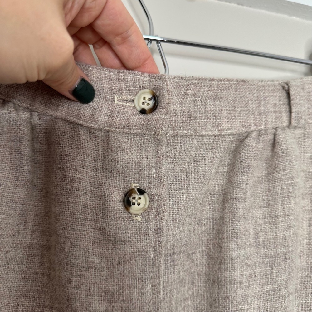 Vintage Union Made Women's Beige Button‎ Front Midi Skirt Modest Career - Picture 3 of 7